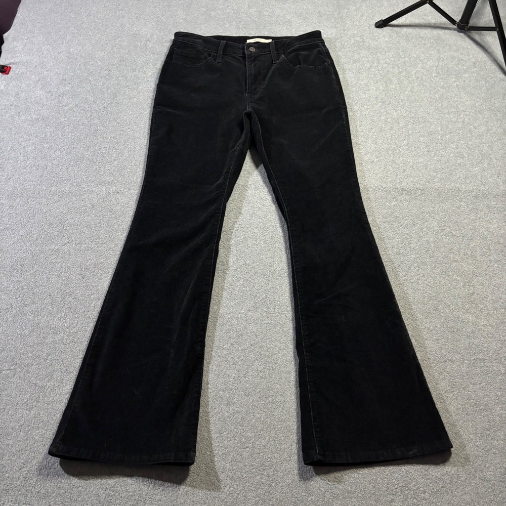 Levi's 726 Flare Pants Women 30 Black Corduroy High Rise Retro Stretch Cords
